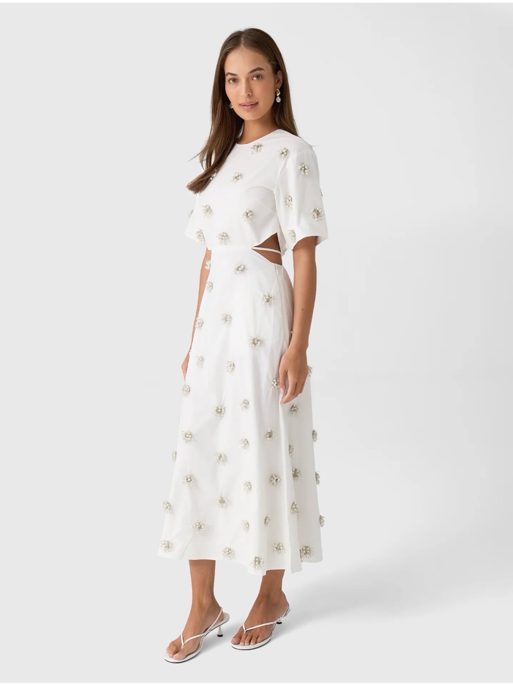 Simkhai Women's White Starla Embellished Cut Out Midi Dress